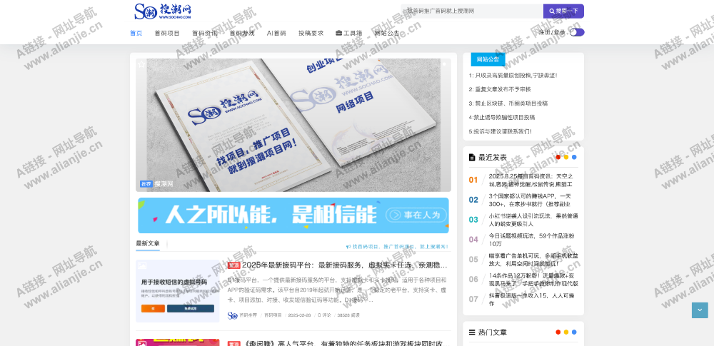 搜潮网PC端网站首页截图